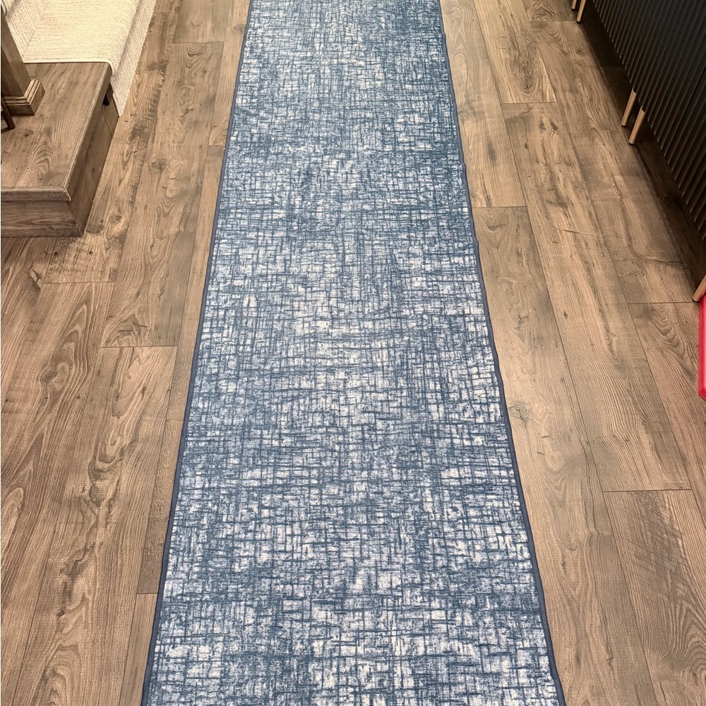 Ruggable COVER ONLY Blue and White Runner Rug 2.5x10